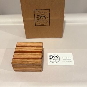 Handmade Set of 4 Wooden Coasters - White Oak & Padauk Wood Components